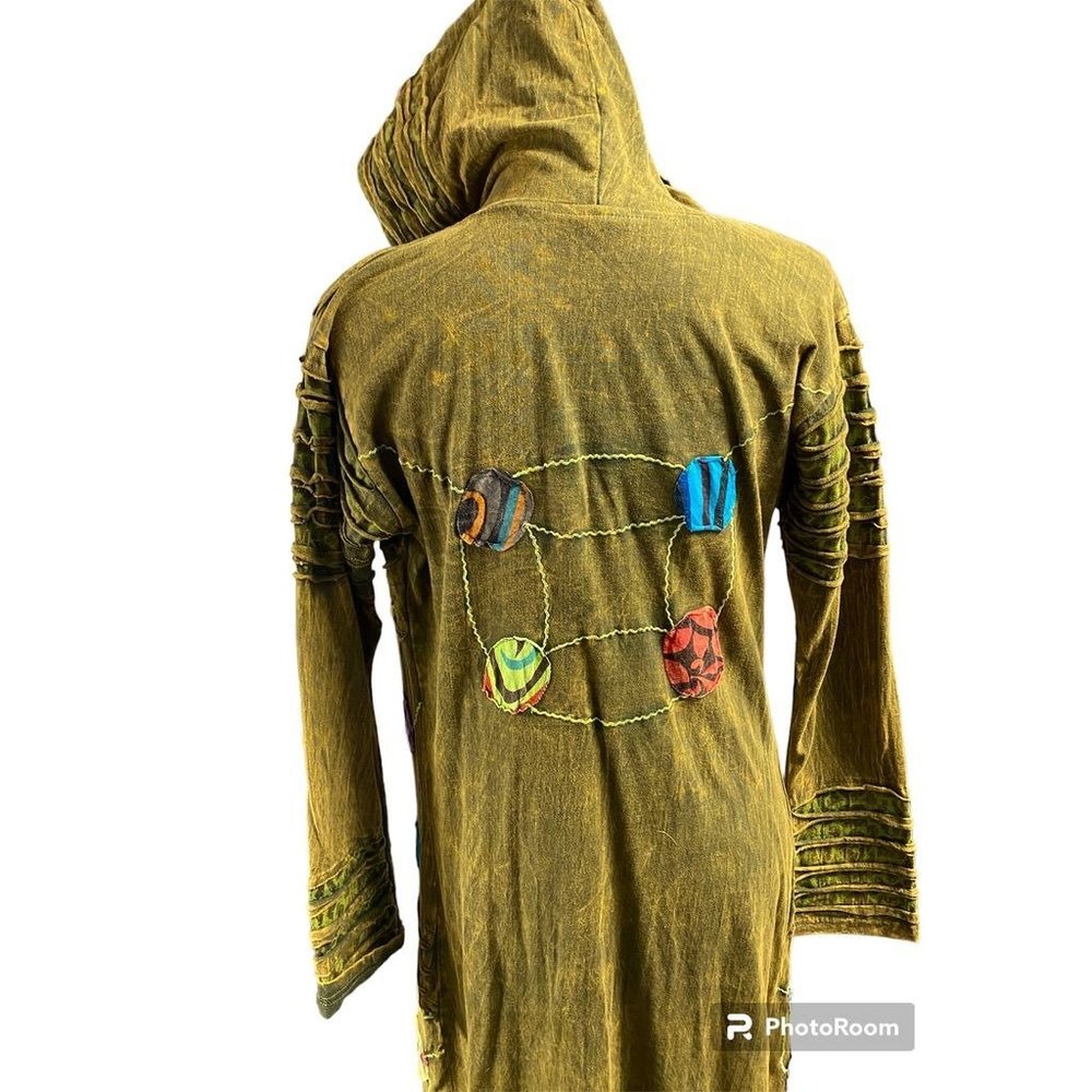 Olive Multi-Colored Patch Detail Light Jacket Wit… - image 2